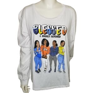 Blessed And Highly Favored Womens  Long Sleeve Tshirt Inspirational Family Faith